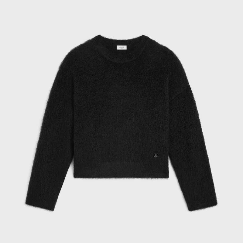 pull à col rond en mohair brossé