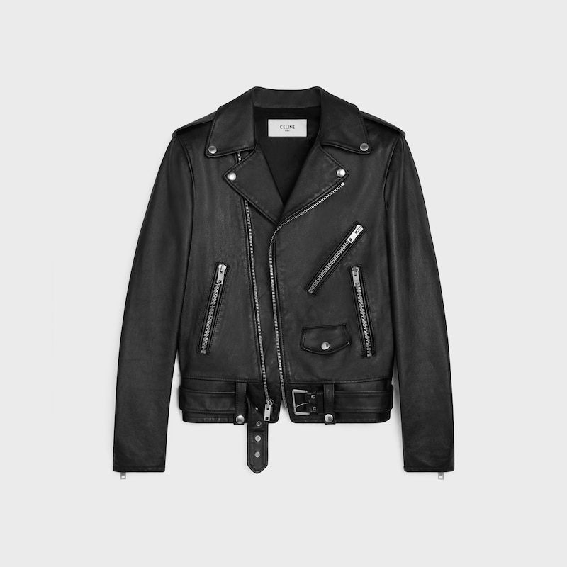 blouson de motard classique en cuir de veau
