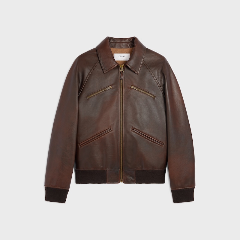 blouson aviateur en cuir de veau