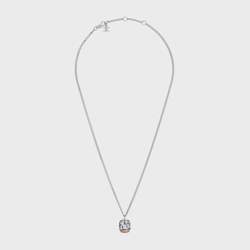 collier pendentif triomphe glacé en strass et laiton finition rhodiée