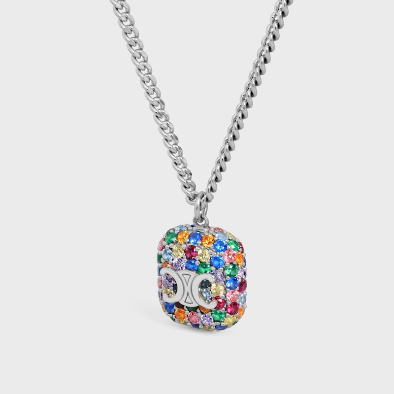 collier pendentif triomphe glacé en strass et laiton finition rhodiée