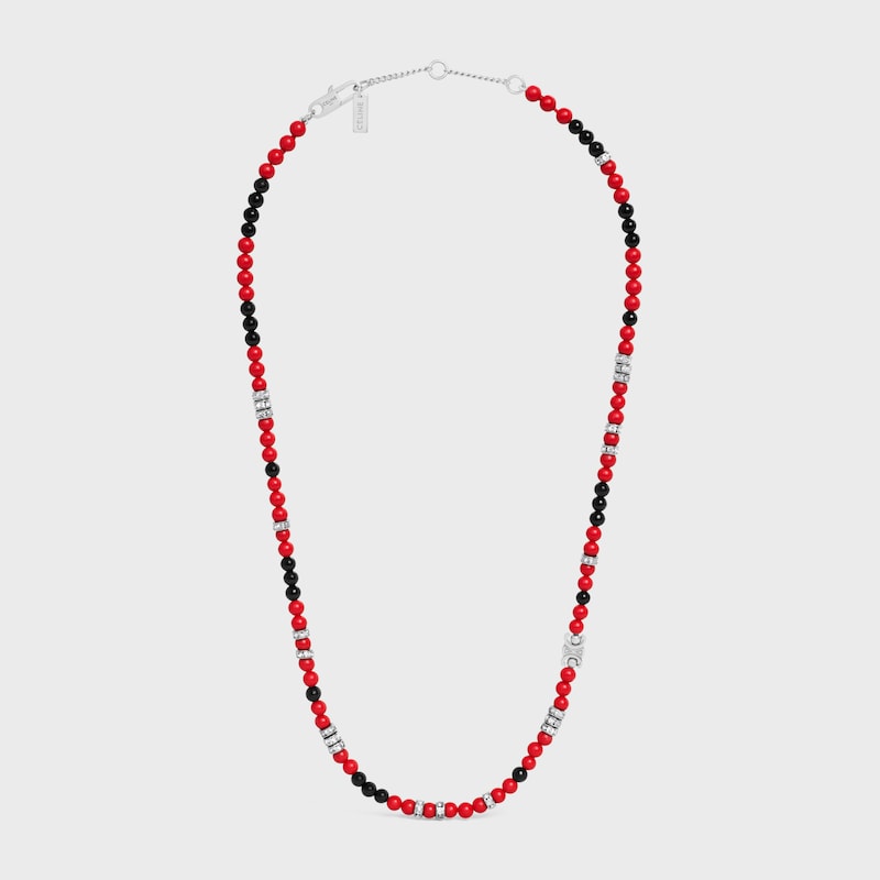 collier san onofre triomphe en onyx perles de résine strass et laiton finition rhodiée