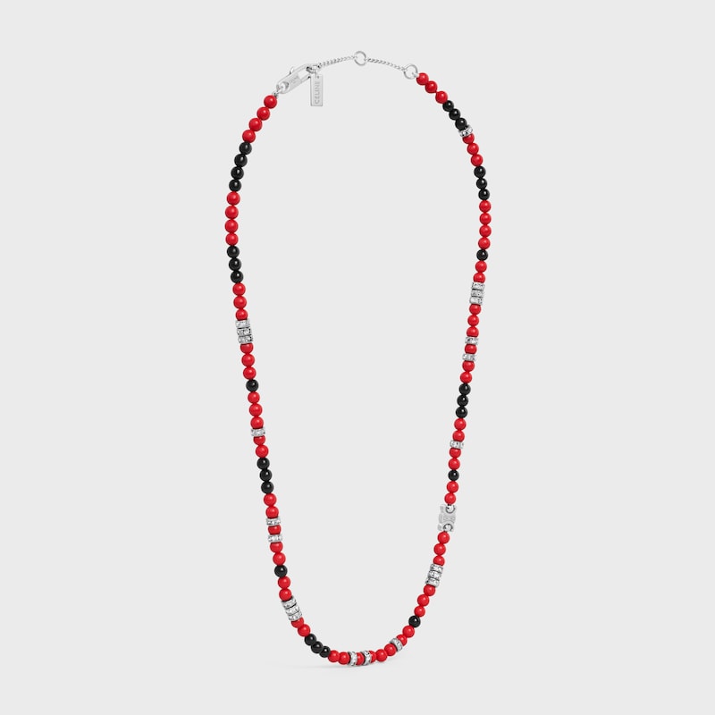 collier san onofre triomphe en onyx perles de résine strass et laiton finition rhodiée