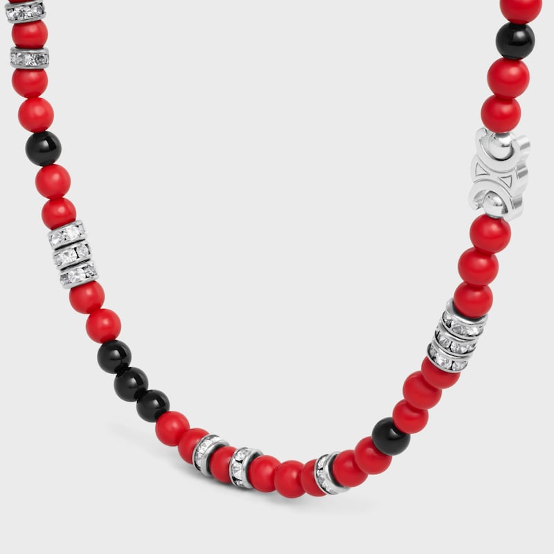 collier san onofre triomphe en onyx perles de résine strass et laiton finition rhodiée