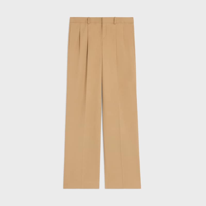 pantalon plissé en toile de coton