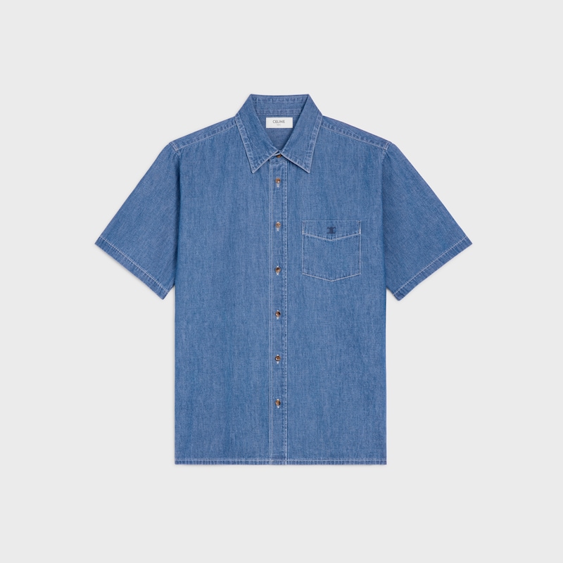 chemise À manches courtes en denim de coton