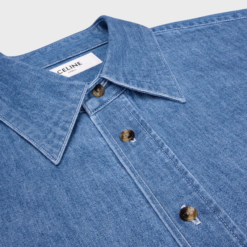 chemise À manches courtes en denim de coton