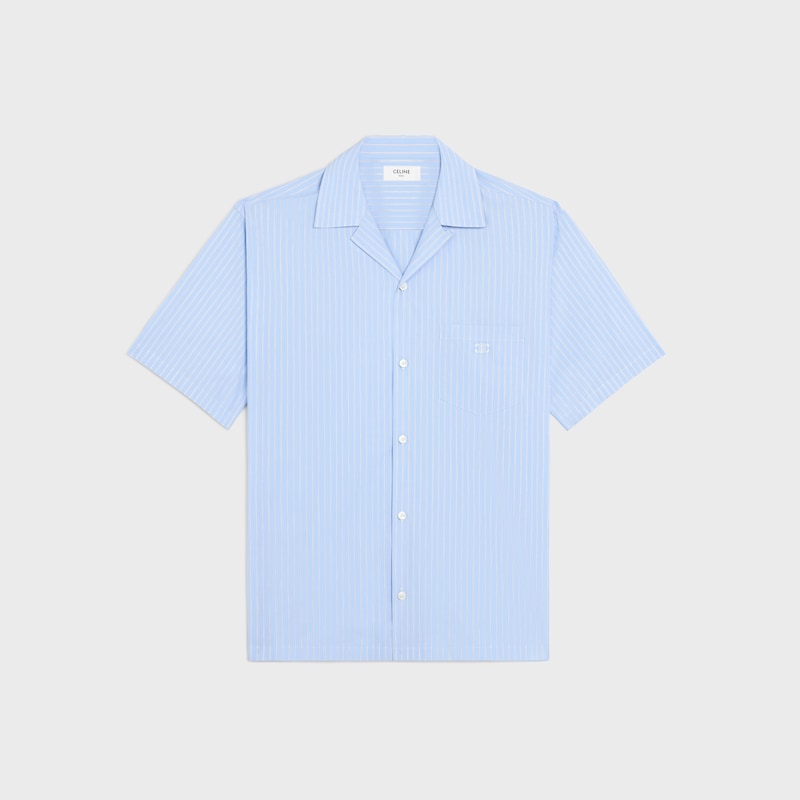 chemise de bowling en popeline de coton rayée