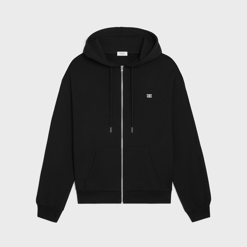 sweat à capuche zippé ample triomphe en cachemire et coton