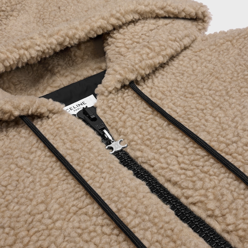 veste à capuche en polaire de laine et de coton