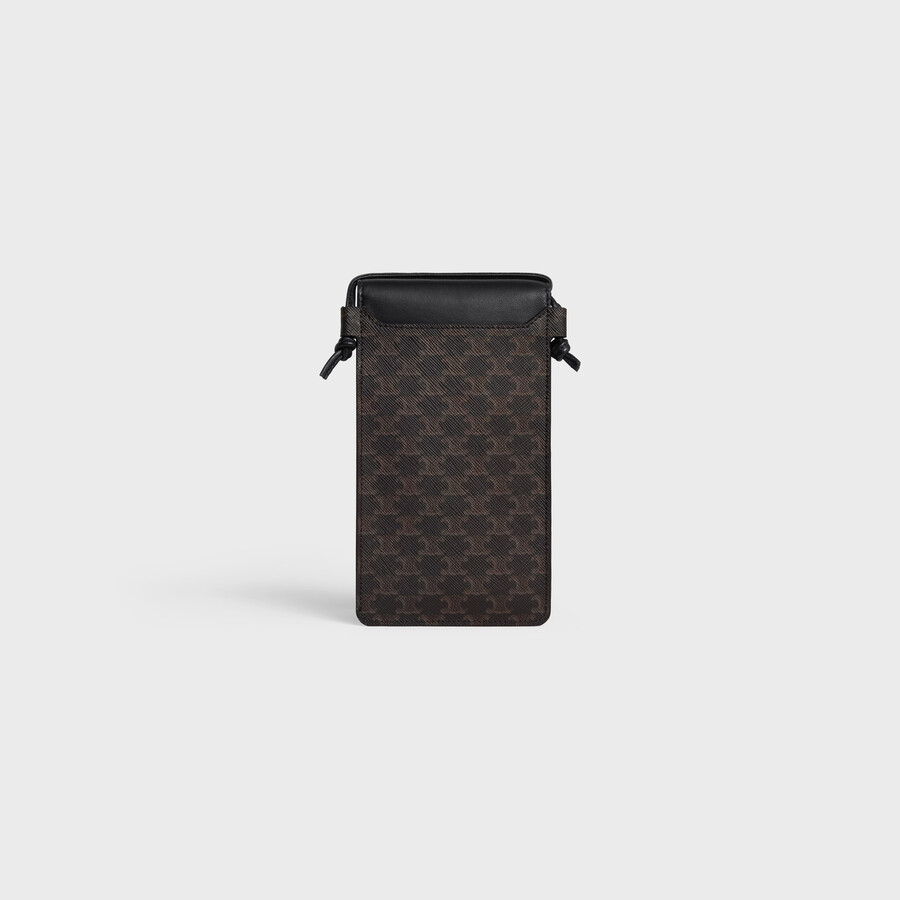 pochette pour téléphone en toile triomphe et cuir dagneau