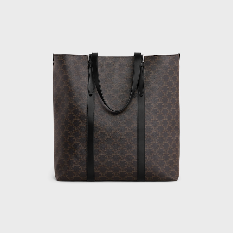 cabas à boucle en toile triomphe et cuir de veau