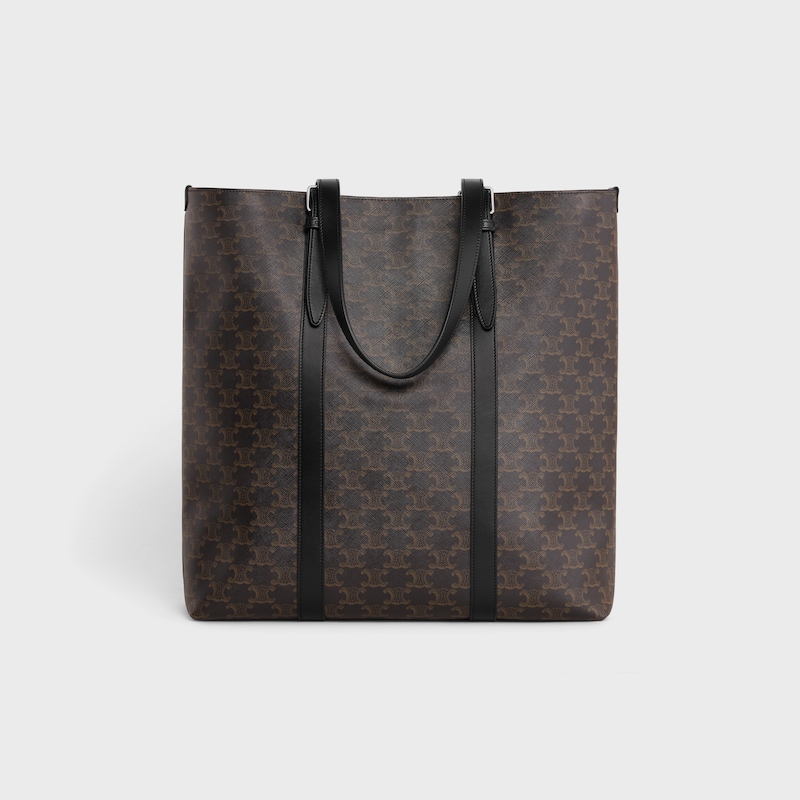 cabas à boucle en toile triomphe et cuir de veau