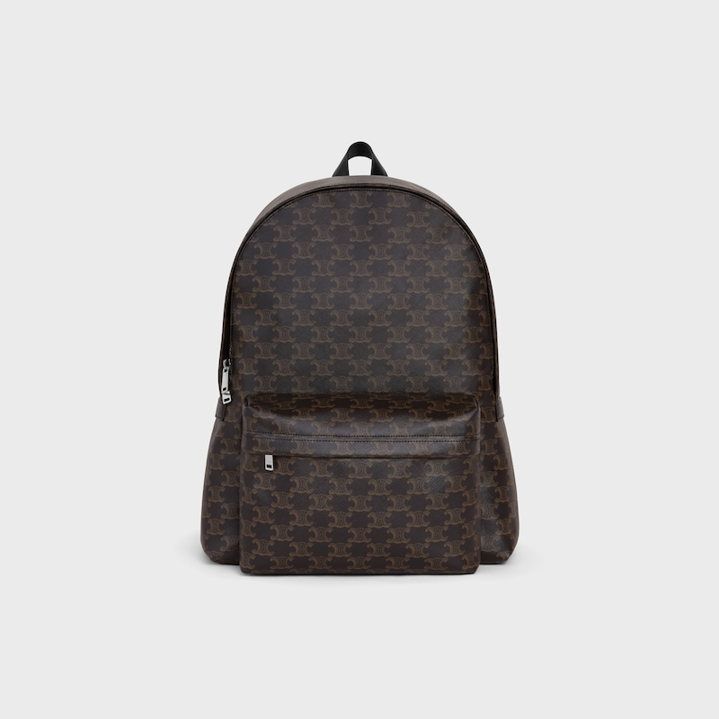 sac à dos moyen en toile triomphe et cuir de veau