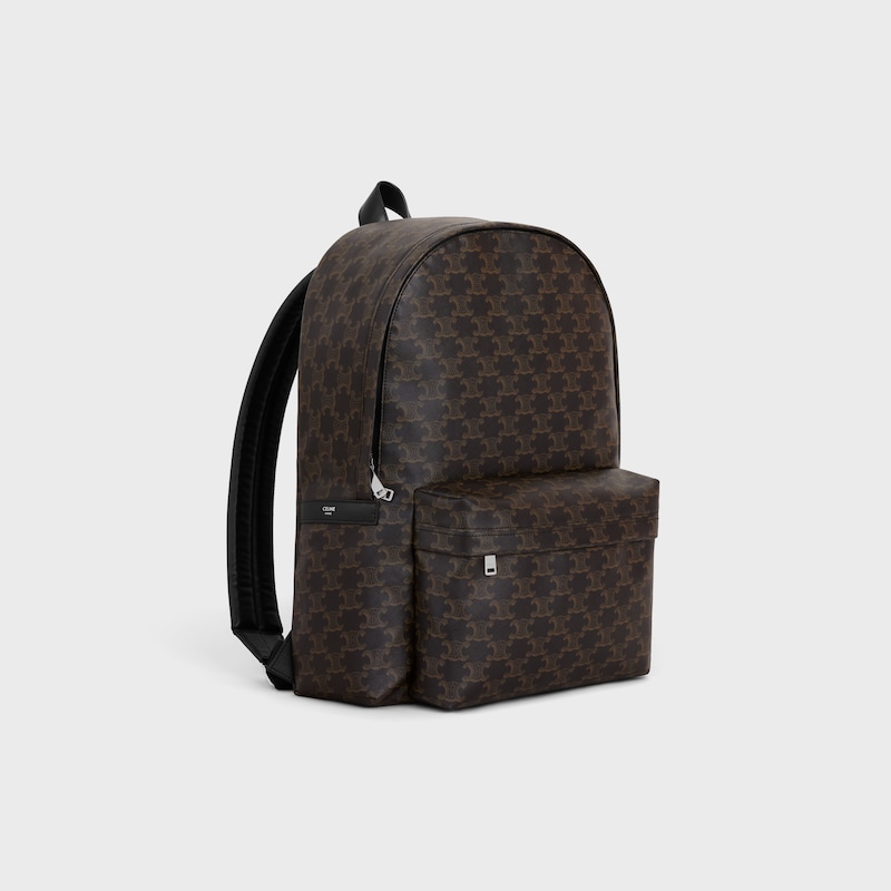 sac à dos moyen en toile triomphe et cuir de veau