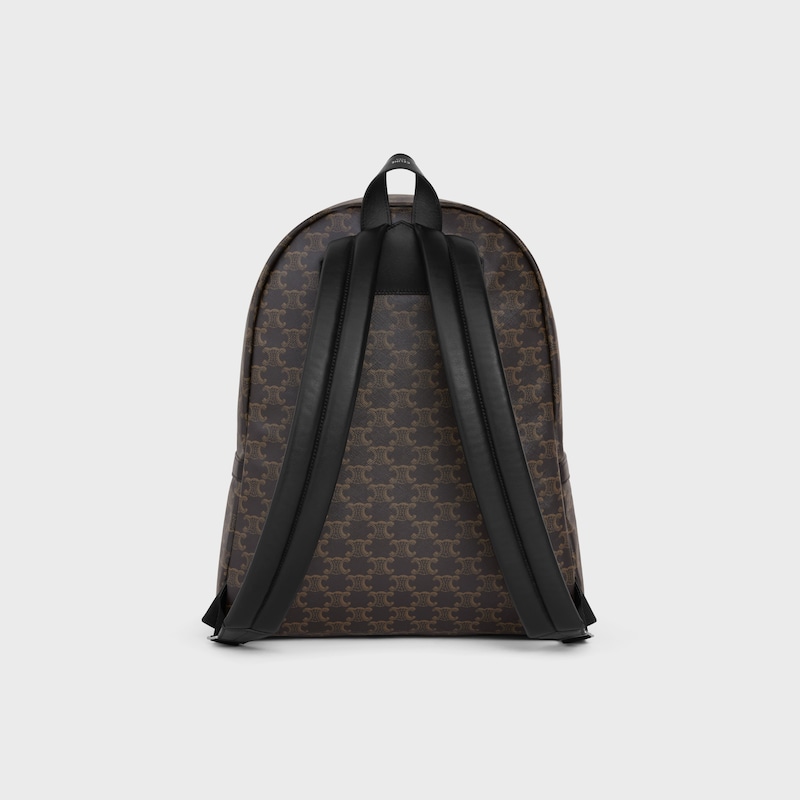 sac à dos moyen en toile triomphe et cuir de veau