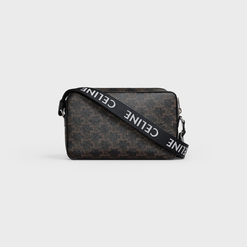sac messager moyen en toile triomphe et cuir de veau