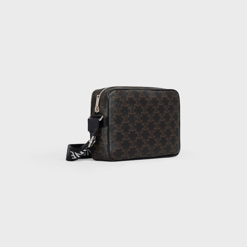 sac messager moyen en toile triomphe et cuir de veau
