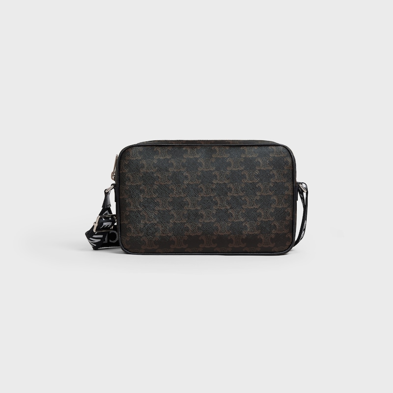 sac messager moyen en toile triomphe et cuir de veau