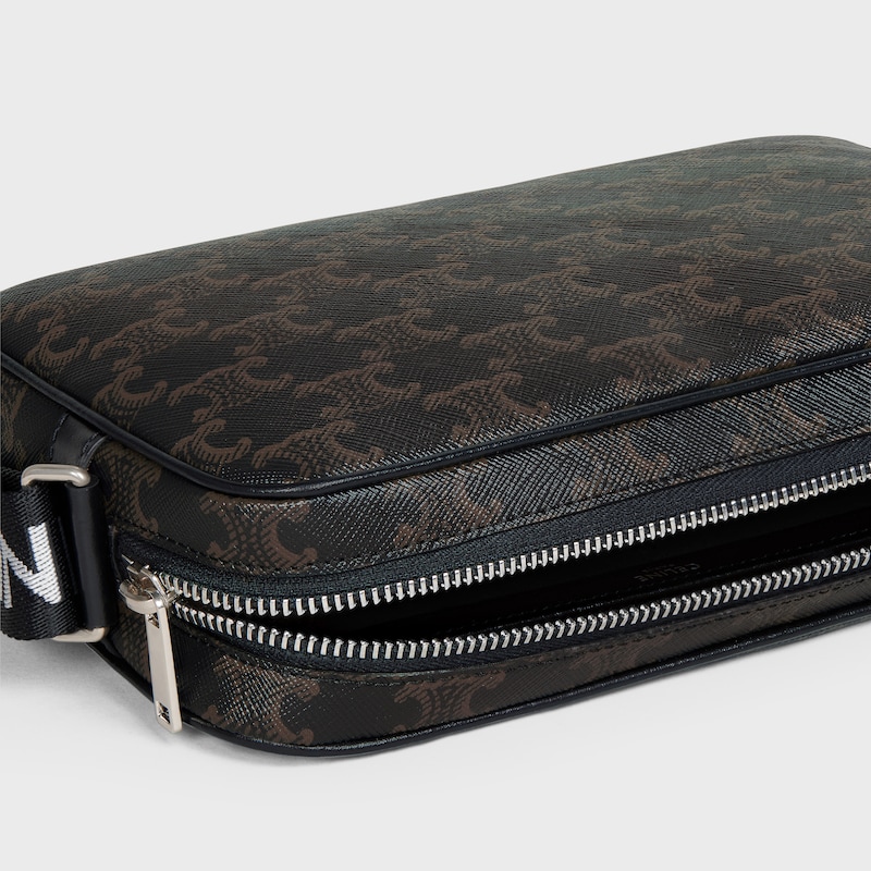 sac messager moyen en toile triomphe et cuir de veau