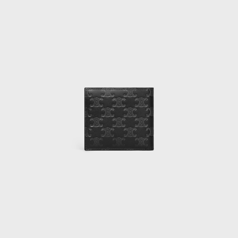 porte-cartes à deux volets en cuir de veau avec motif triomphe en relief