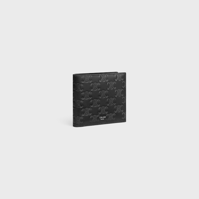 porte-cartes à deux volets en cuir de veau avec motif triomphe en relief