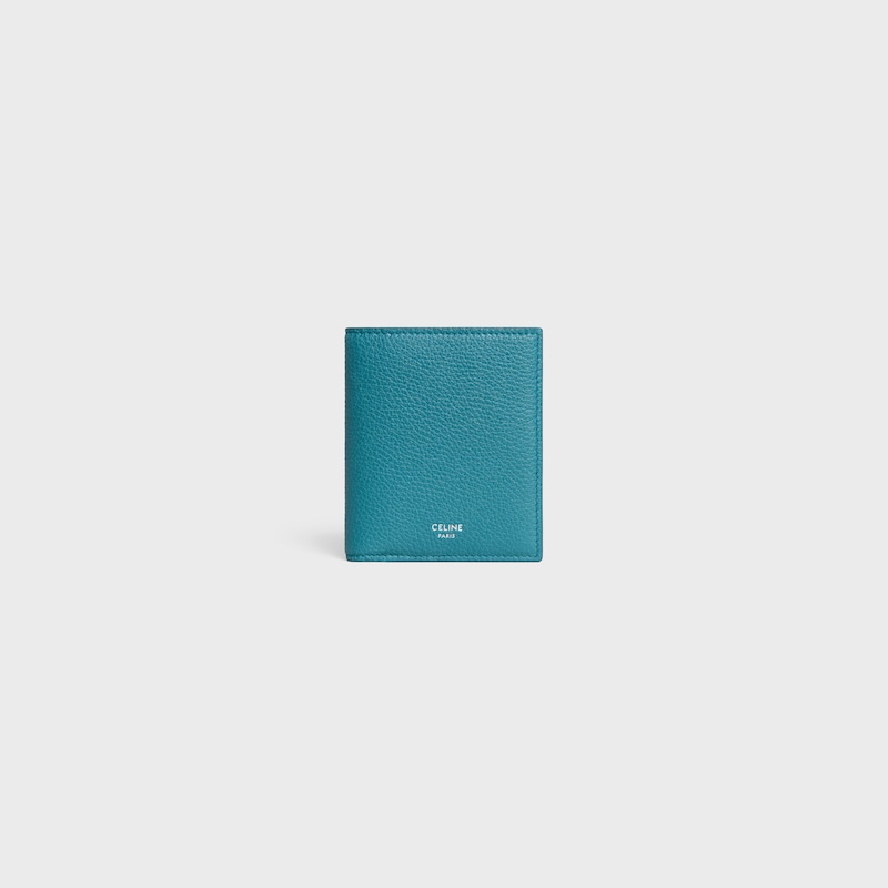 portefeuille compact en cuir de veau grainé