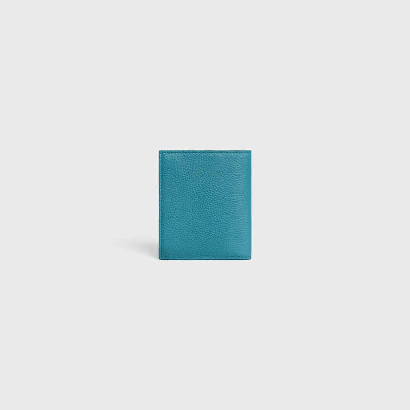 portefeuille compact en cuir de veau grainé